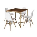 Ver imagem 6 de Mesa Jantar Industrial Quadrada 90Cm Amêndoa Base V Dourada C/4 Cadeiras Madeira Bran Cor: Amendoa