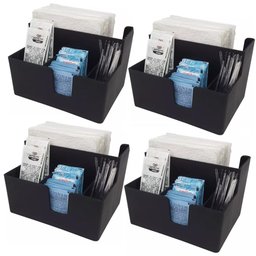 Kit 4 Porta Sachês Guardanapos Açúcar Organizadores Bancada Preto - 1