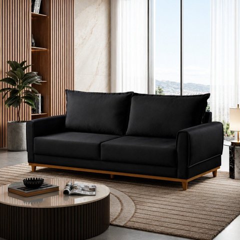 Sofá Lisboa Fixo 220cm - Preto