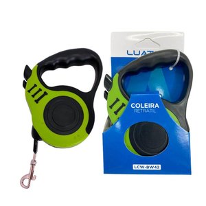 Guia Retrátil Passeio Pet Cachorro e Gato 3 Metros Verde