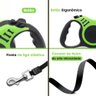 Guia Retrátil Passeio Pet Cachorro e Gato 3 Metros Verde - 4