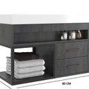 Ver imagem 2 de Gabinete para Banheiro 2 Gavetas Suspenso New 80 Preto/Carbono