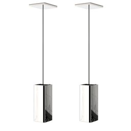 2 Pendentes Industrial Inox Quadrado Moderno Luminária ELG - 6