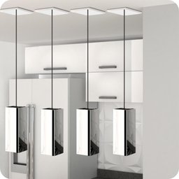 2 Pendentes Industrial Inox Quadrado Moderno Luminária ELG - 5