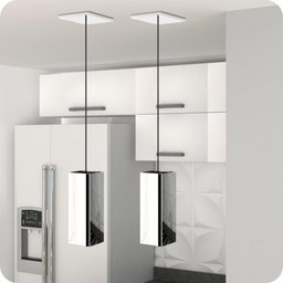 2 Pendentes Industrial Inox Quadrado Moderno Luminária ELG - 4