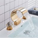 Ver imagem 1 de Torneira Misturador Lavabo Banheiro Duplo Comando Dourada