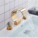 Ver imagem 1 de Torneira Misturador Lavabo Banheiro Duplo Comando Dourada