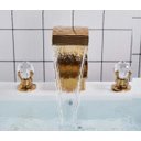 Ver imagem 2 de Torneira Misturador Lavabo Banheiro Duplo Comando Dourada