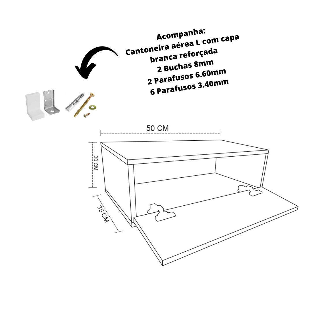 Nicho Retangular com Porta Branco em Mdf - 3