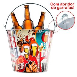Kit 2 Baldes de Gelo para Cerveja Estampado em Metal Galvanizado 4,8 Litros - 2