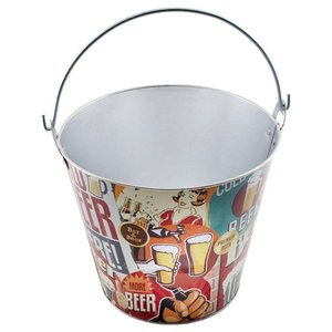 Kit 2 Baldes de Gelo para Cerveja Estampado em Metal Galvanizado 4,8 Litros