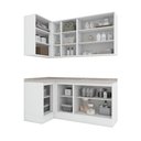 Ver imagem 2 de Lavanderia Modulada 05 Peças 100% MDF com Balcão e Aéreo Canto Reto e Tampo Branco HP/Calcare Emilly