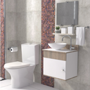 Ver imagem 1 de Gabinete para Banheiro de Madeira com Cuba 44cm Suspenso