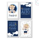 Ver imagem 1 de Kit com 4 Quadros Decorativos do Tema Ursinho Príncipe:branca