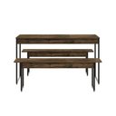 Ver imagem 1 de Mesa de Jantar com 2 Bancos Estilo Industrial Tub Carvalho Dark / Est.preta