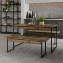 Ver imagem 2 de Mesa de Jantar com 2 Bancos Estilo Industrial Tub Carvalho Dark / Est.preta