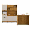 Ver imagem 4 de Cozinha Compacta Imperatriz 3 Peças + Bancada Gourmet 100% MDF Marrom/Off White - Nesher