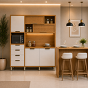 Ver imagem 6 de Cozinha Compacta Imperatriz 3 Peças + Bancada Gourmet 100% MDF Marrom/Off White - Nesher
