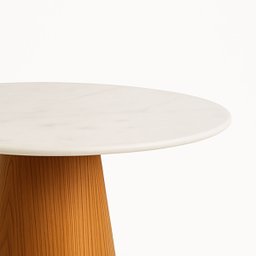 Mesa de Jantar Cone Redondo 130 Cm Base Freijó Tampo Mármore Branco Extra - 2