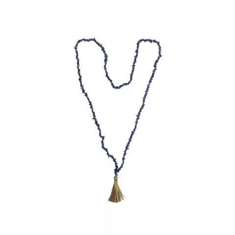 Colar Decorativo Japamala de Mesa de Pedra Azul 75cm
