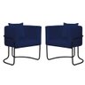 Kit 03 Poltrona Cadeira Ferro Preto Suede Azul Marinho - 1