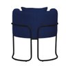 Kit 03 Poltrona Cadeira Ferro Preto Suede Azul Marinho - 2