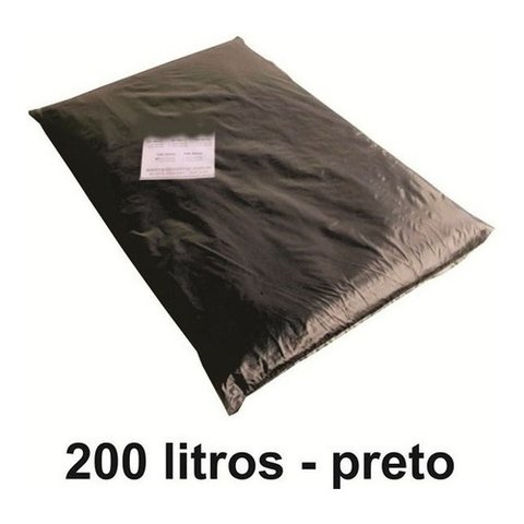 10 Kg Saco de Lixo 200 Litros Preto 200l Reforçado 0,2 Micra Cor:preto
