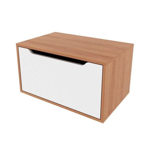 Bancada de Banheiro Suspenso Bn3646 S/ Cuba C/ 1 Porta 60cm Amêndoa/branco - Tecno Mobili