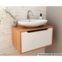 Ver imagem 3 de Bancada de Banheiro Suspenso Bn3646 S/ Cuba C/ 1 Porta 60cm Amêndoa/branco - Tecno Mobili