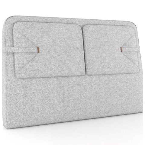 Cabeceira Cama Queen 160cm Nalu Linho Cinza Claro Z37 - Mpozenato