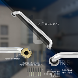 Barra de Apoio 50 Cm Acessibilidade Idoso Deficiente Fisico Gestante Corrimão Banheiro Único - 3