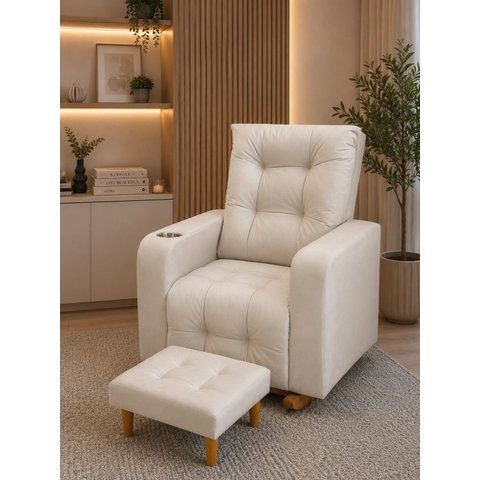 Poltrona de Amamentação Paris com Balanço e Puff Suede Premium | Conforto, Elegância e Qualidade
