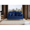 Ver imagem 2 de Sofá 2 Lugares Beny Base de Madeira Linho Azul Marinho