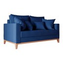Ver imagem 4 de Sofá 2 Lugares Beny Base de Madeira Linho Azul Marinho