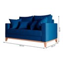 Ver imagem 3 de Sofá 2 Lugares Beny Base de Madeira Linho Azul Marinho
