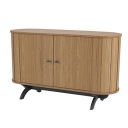 Balcão Aparador Curvo 130cm 02 Portas Tb289 Dalla Costa-freijó/preto Fosco - 2