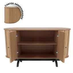 Balcão Aparador Curvo 130cm 02 Portas Tb289 Dalla Costa-freijó/preto Fosco - 3