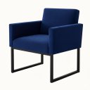 Ver imagem 6 de Kit 2 Poltronas Reforçada para Recepção Base Metálica Preto Azul-marinho
