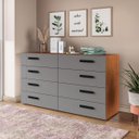 Ver imagem 1 de Cômoda Lisboa com 8 Gavetas 150x83,5cm Freijó/Cinza 240838