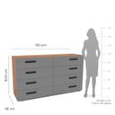 Ver imagem 3 de Cômoda Lisboa com 8 Gavetas 150x83,5cm Freijó/Cinza 240838