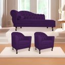 Ver imagem 1 de Kit Diva Recamier Diana 160cm Lado Direito e 02 Poltronas Julia Suede - Doce Sonho Móveis RECAMIER D