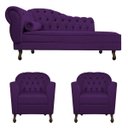 Ver imagem 2 de Kit Diva Recamier Diana 160cm Lado Direito e 02 Poltronas Julia Suede - Doce Sonho Móveis RECAMIER D