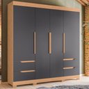 Ver imagem 2 de Guarda Roupa Casal Vivacce 4 Portas e 4 Gavetas Freijó/titanium - Móveis Albatroz