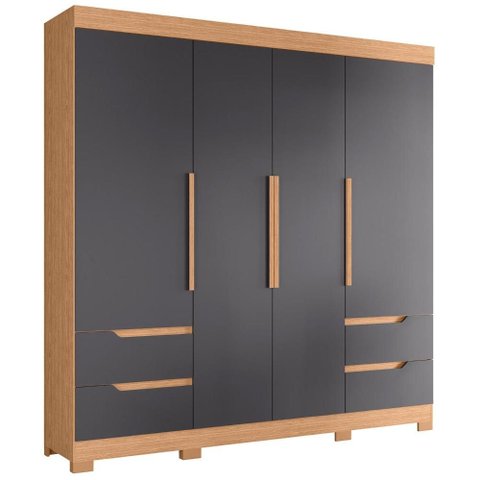 Guarda Roupa Casal Vivacce 4 Portas e 4 Gavetas Freijó/titanium - Móveis Albatroz