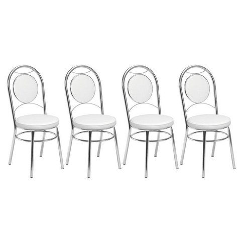 Conjunto 4 Cadeiras para Cozinha Debrum Yescasa Cromado/Branco