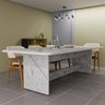 Mesa de Jantar 220x90 em Mdf com Tampo Marmorizado e Base Pérola Design Moderno e Elegante - 2