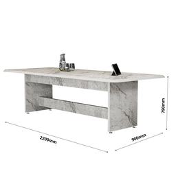 Mesa de Jantar 220x90 em Mdf com Tampo Marmorizado e Base Pérola Design Moderno e Elegante - 5