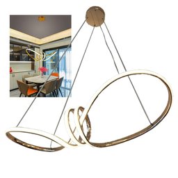 Lustre Luminaria Arco Aneis Infinito 3 em 1 Pendente LED Luxo Ambiente Decoraçao Moderno Sala Recepç - 5