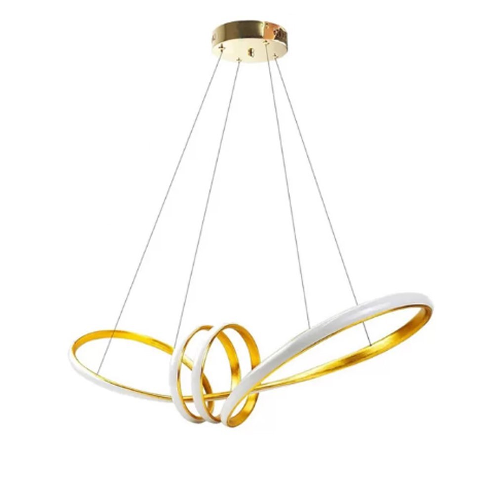 Lustre Luminaria Arco Aneis Infinito 3 em 1 Pendente LED Luxo Ambiente Decoraçao Moderno Sala Recepç