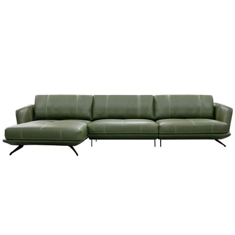 Sofá Harold 3 Lugares Couro Musgo 388cm - 69893